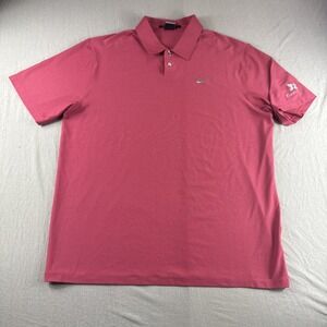 Tiger Woods Collection Nike Polo Mems L Red Snap Button Golf Shirt 509159-632